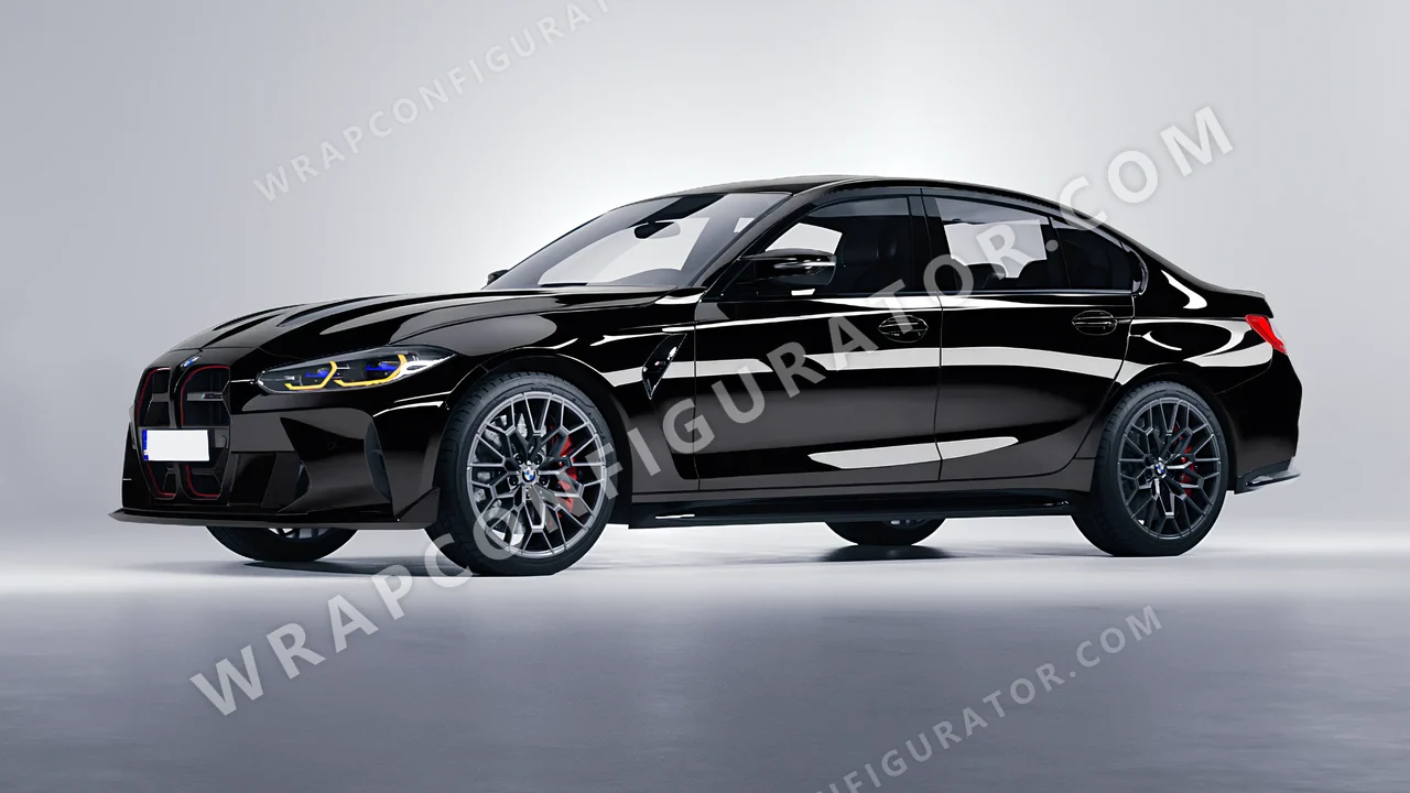 Black BMW M3 CS 2023 wrapped in KPMF Perfect Black K75443