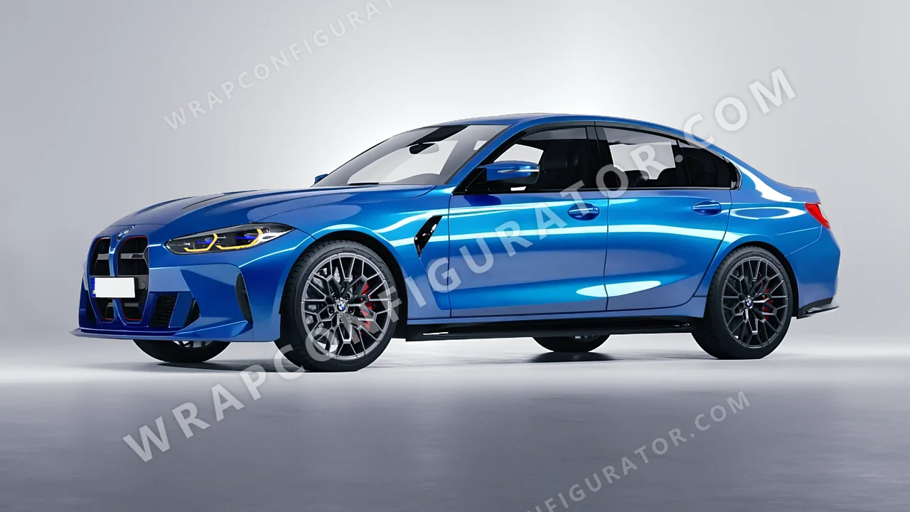 Blue BMW M3 CS 2023 wrapped in 3M Gloss Blue Fire G337
