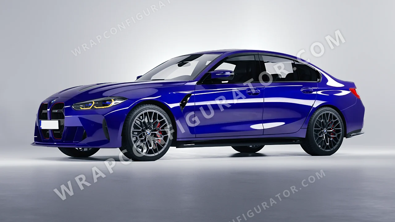 Blue BMW M3 CS 2023 wrapped in 3M Gloss Blue Raspberry G378