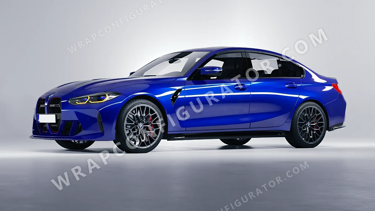 Blue BMW M3 CS 2023 wrapped in 3M Gloss Cosmic Blue G377