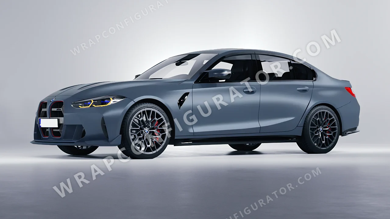 Blue BMW M3 CS 2023 wrapped in 3M Lunar Blue S87