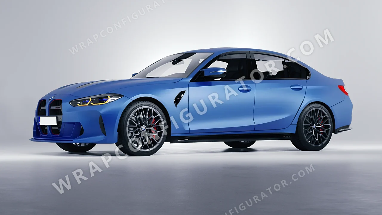 Blue BMW M3 CS 2023 wrapped in 3M Matte Blue Metallic M227