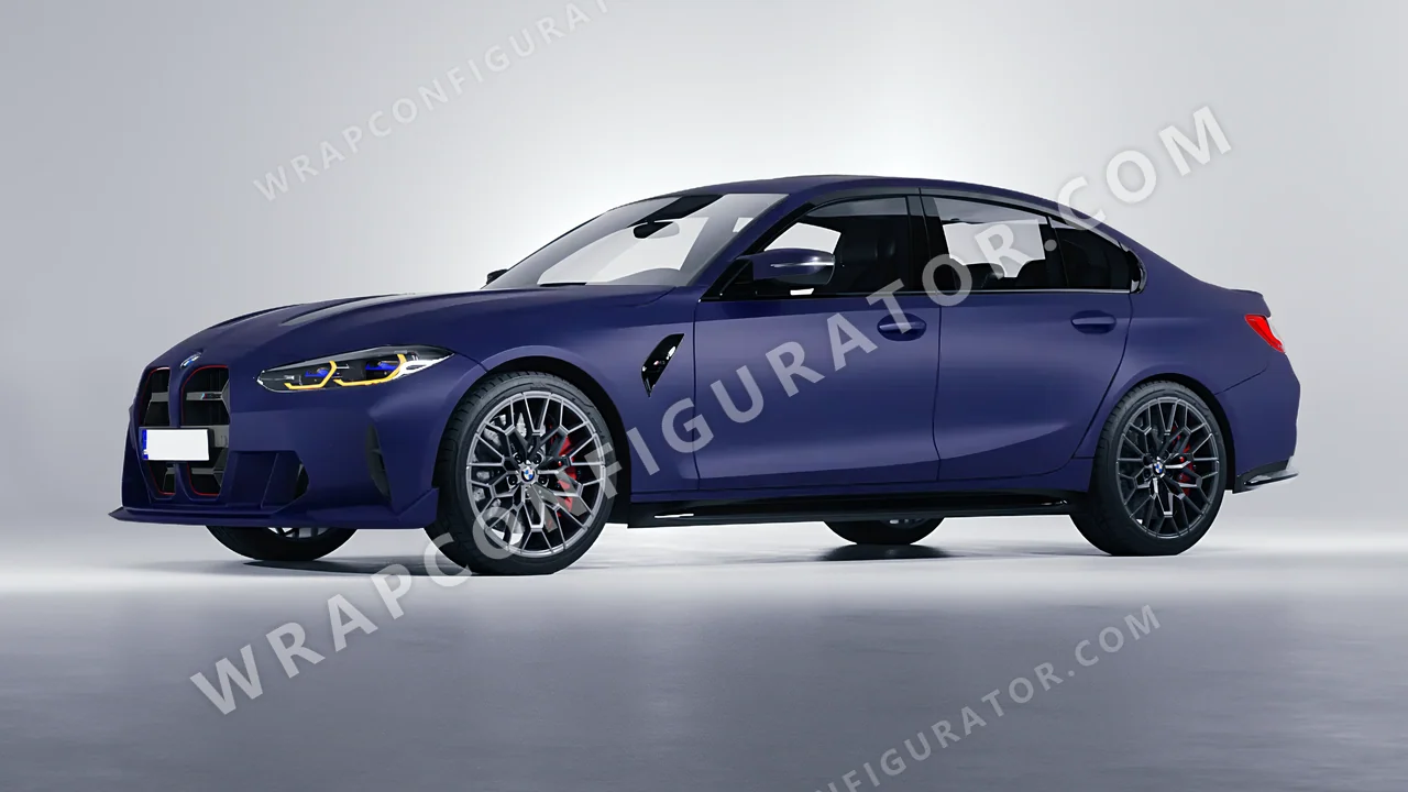 Blue BMW M3 CS 2023 wrapped in 3M Matte Indigo M27