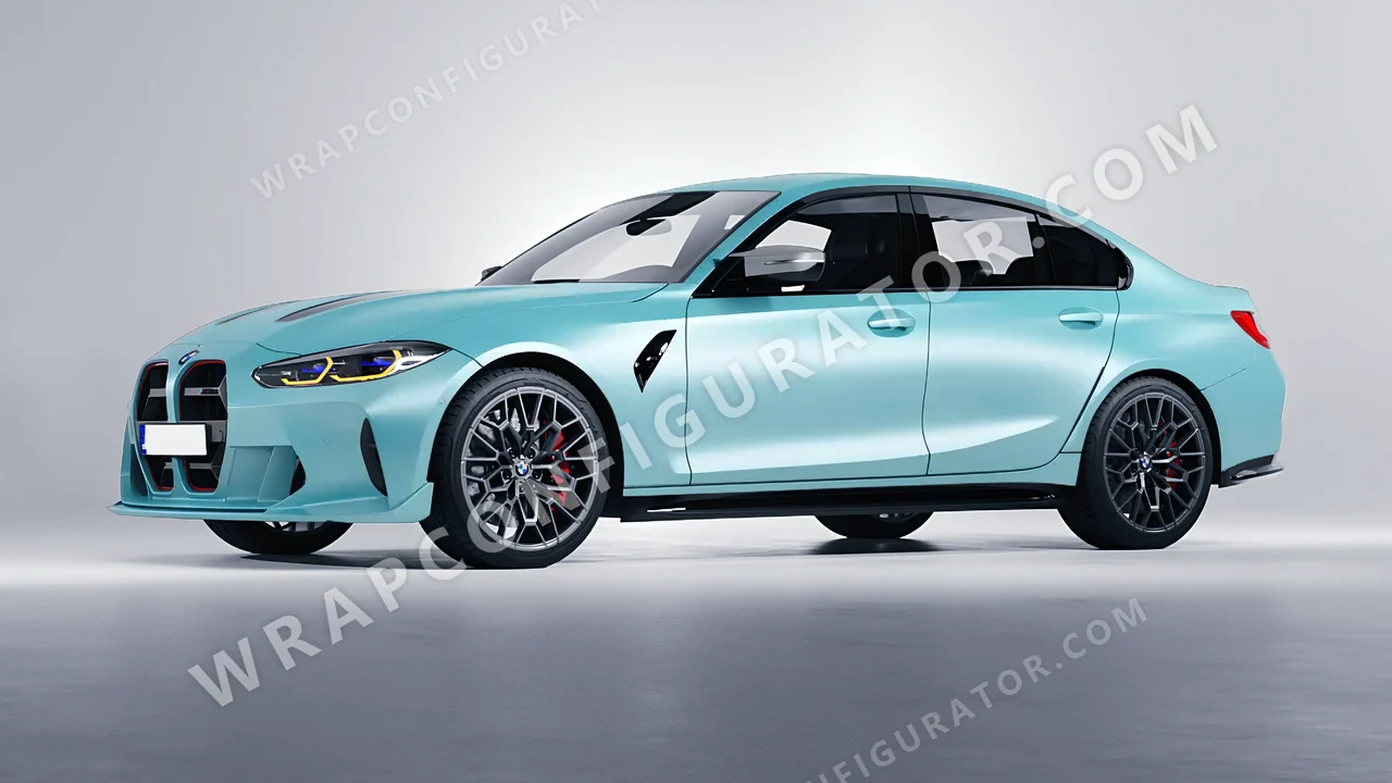 Blue BMW M3 CS 2023 wrapped in 3M Satin Key West S57