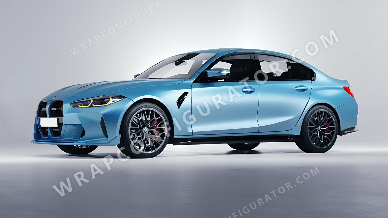 Blue BMW M3 CS 2023 wrapped in 3M Satin Ocean Shimmer S327