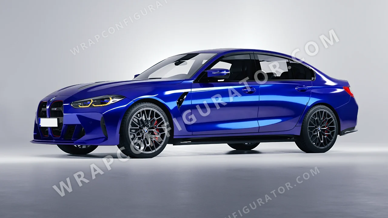 Blue BMW M3 CS 2023 wrapped in Avery Dennison Blue SF100-256-S