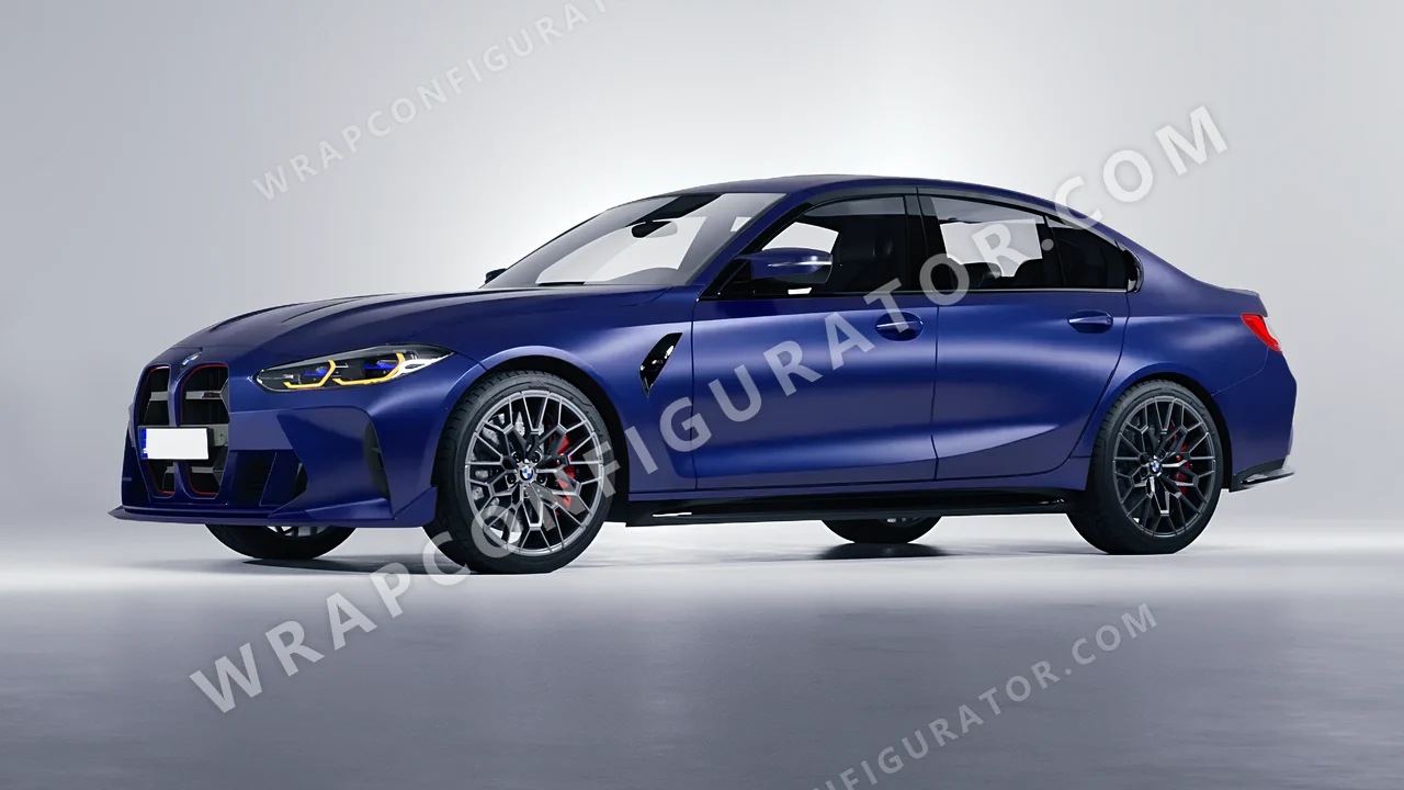 Blue BMW M3 CS 2023 wrapped in Avery Dennison Dark Blue SW900-682-O
