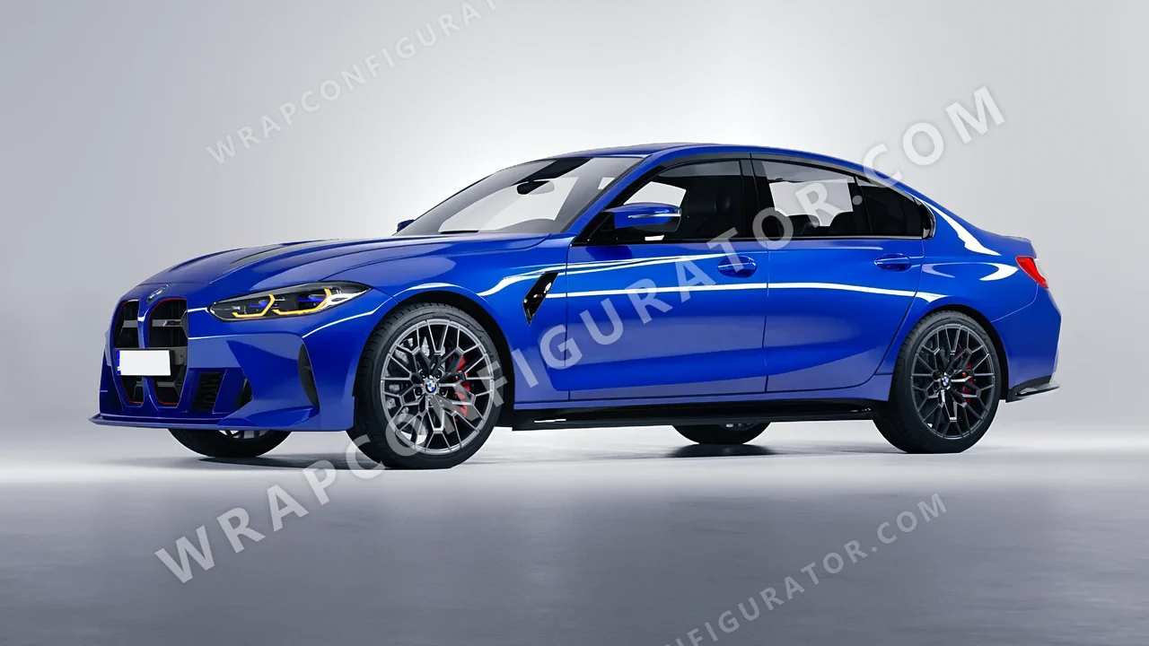 Blue BMW M3 CS 2023 wrapped in Avery Dennison Intense Blue SW900-667-O