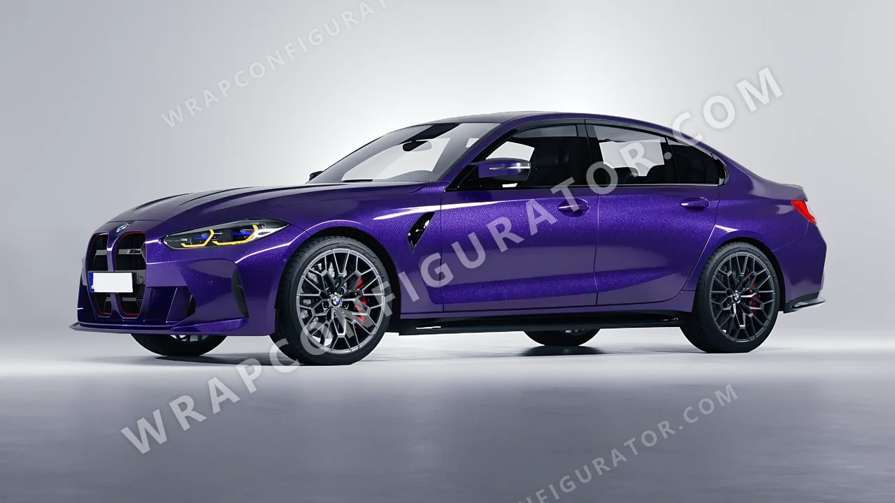 Blue BMW M3 CS 2023 wrapped in Avery Dennison Mysterious Indigo SW900-700-M