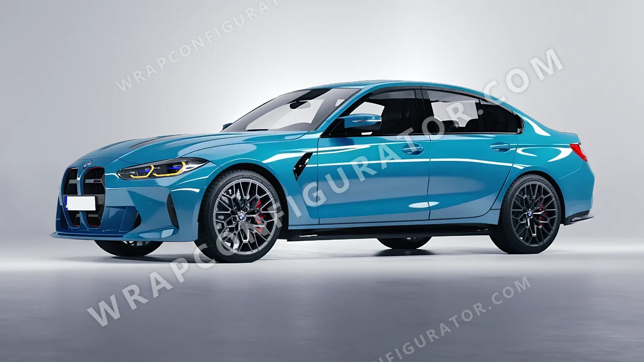 Blue BMW M3 CS 2023 wrapped in Avery Dennison Park Avenue Blue SW900-703-O