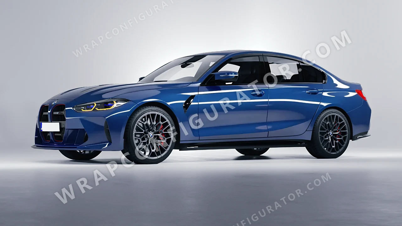 Blue BMW M3 CS 2023 wrapped in Avery Dennison Smoky Blue SW900-612-O