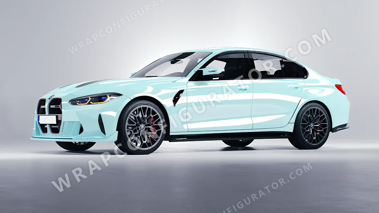 Blue BMW M3 CS 2023 wrapped in Colourshield PPF by HyperPro Baby Blue HGF29-P