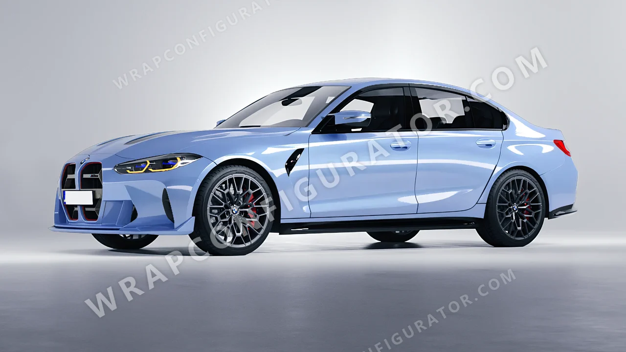Blue BMW M3 CS 2023 wrapped in Colourshield PPF by HyperPro Baby Blue HGM67-P