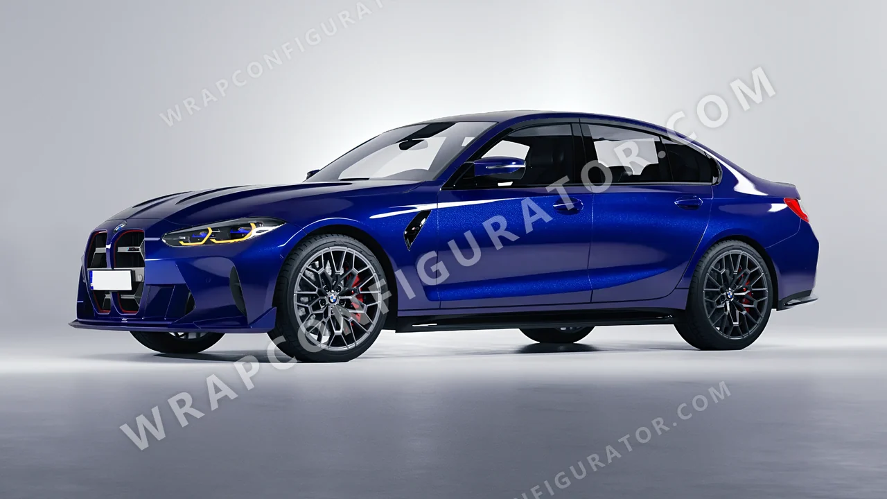 Blue BMW M3 CS 2023 wrapped in Colourshield PPF by HyperPro Berry Blue HGM57-P