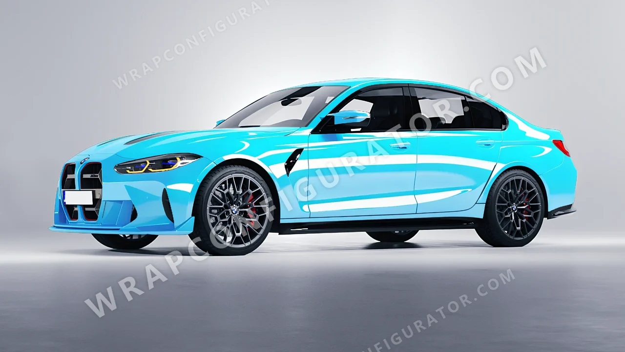 Blue BMW M3 CS 2023 wrapped in Colourshield PPF by HyperPro Sky Blue HGF07-P