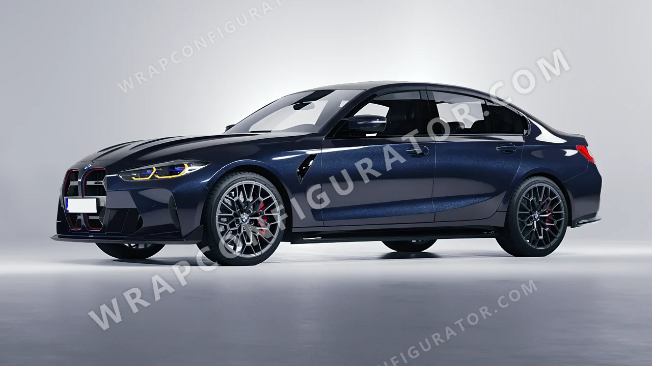 Blue BMW M3 CS 2023 wrapped in Inozetek Dynamic PPF Graphite Blue DPPF922