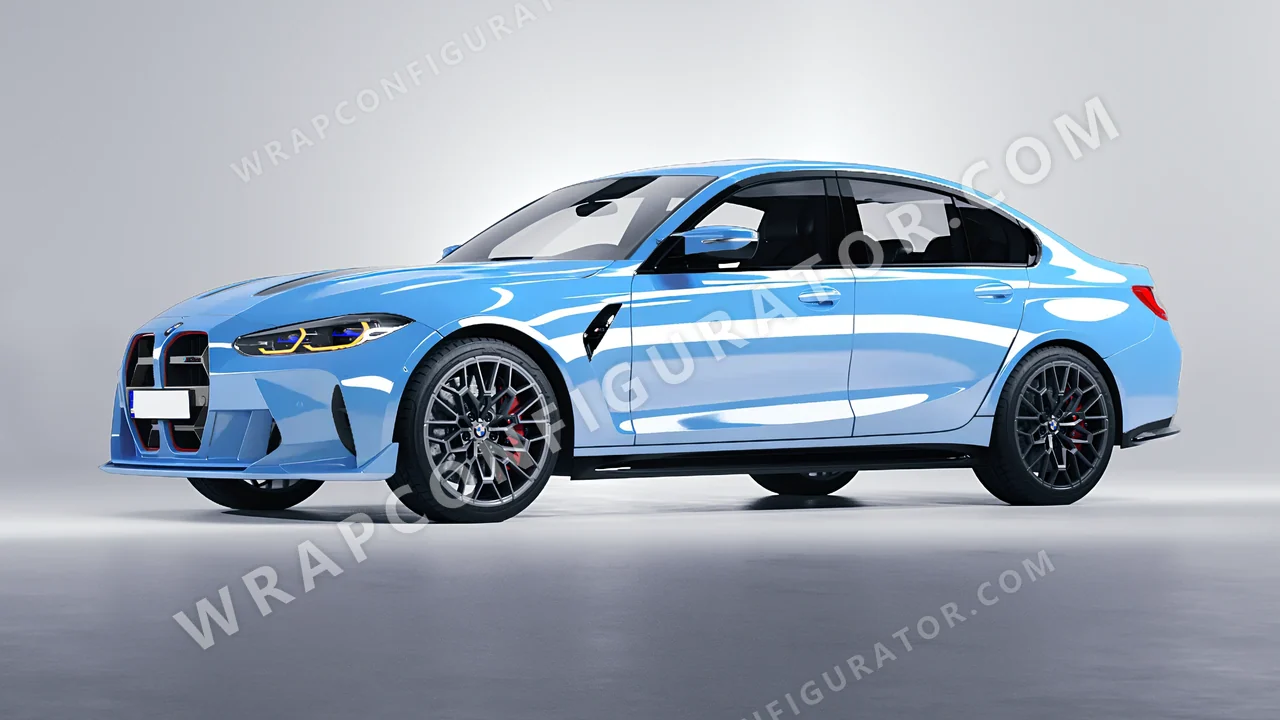 Blue BMW M3 CS 2023 wrapped in Inozetek Dynamic PPF Pebble Blue DPPF923