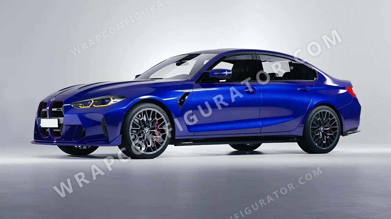 Blue BMW M3 CS 2023 wrapped in Inozetek Dynamic PPF Royal Blue DPPF712