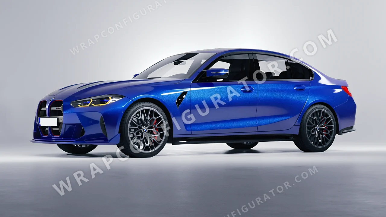 Blue BMW M3 CS 2023 wrapped in KPMF Indulgent Blue K75405