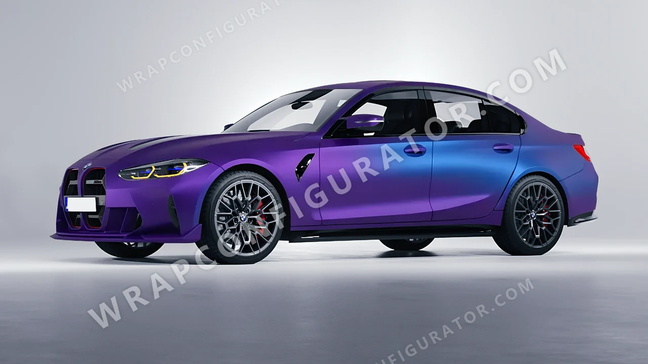 Blue BMW M3 CS 2023 wrapped in KPMF Matt Purple Blue Iridescent K75566