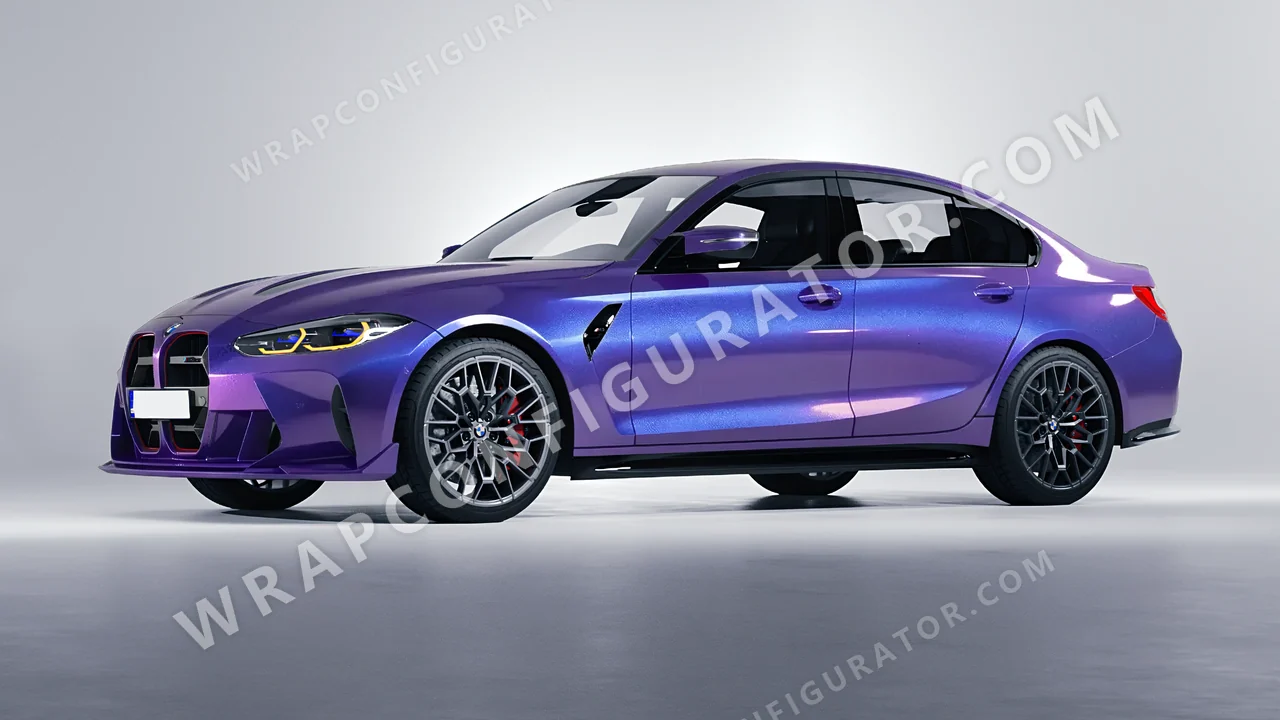 Blue BMW M3 CS 2023 wrapped in KPMF Twilight Sky K75417