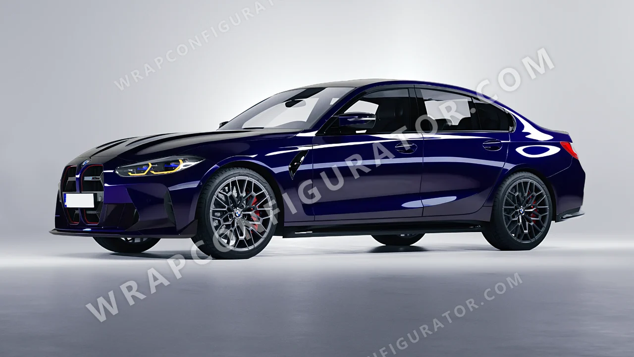 Blue BMW M3 CS 2023 wrapped in ORACAL Baltic Blue 970RA-178G