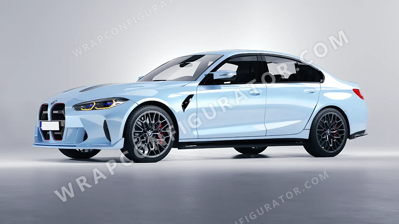 Blue BMW M3 CS 2023 wrapped in ORACAL Dove Blue 970RA-195G