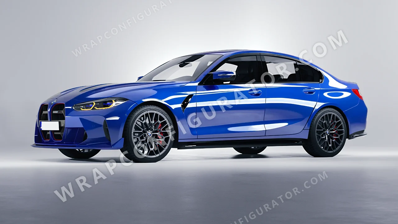 Blue BMW M3 CS 2023 wrapped in ORACAL Glacier Blue 970RA-555G