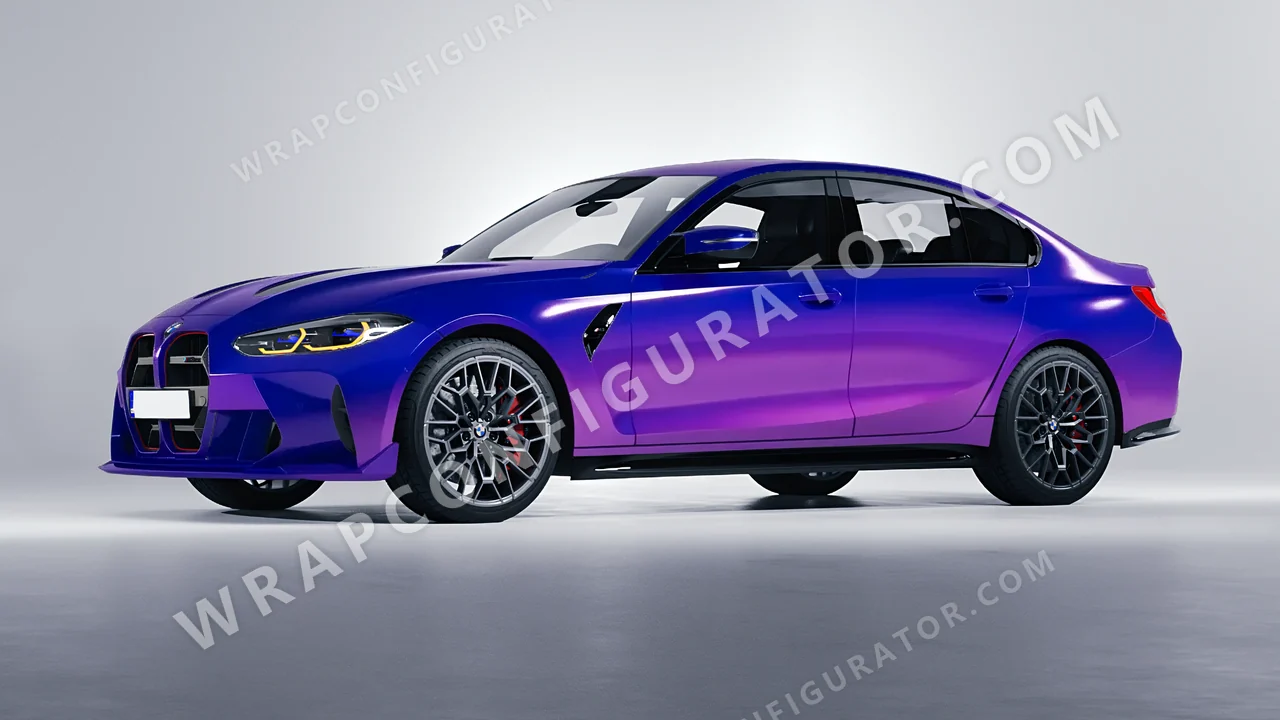 Blue BMW M3 CS 2023 wrapped in ORACAL Gloss Ultramarine Violet 970RA-319G