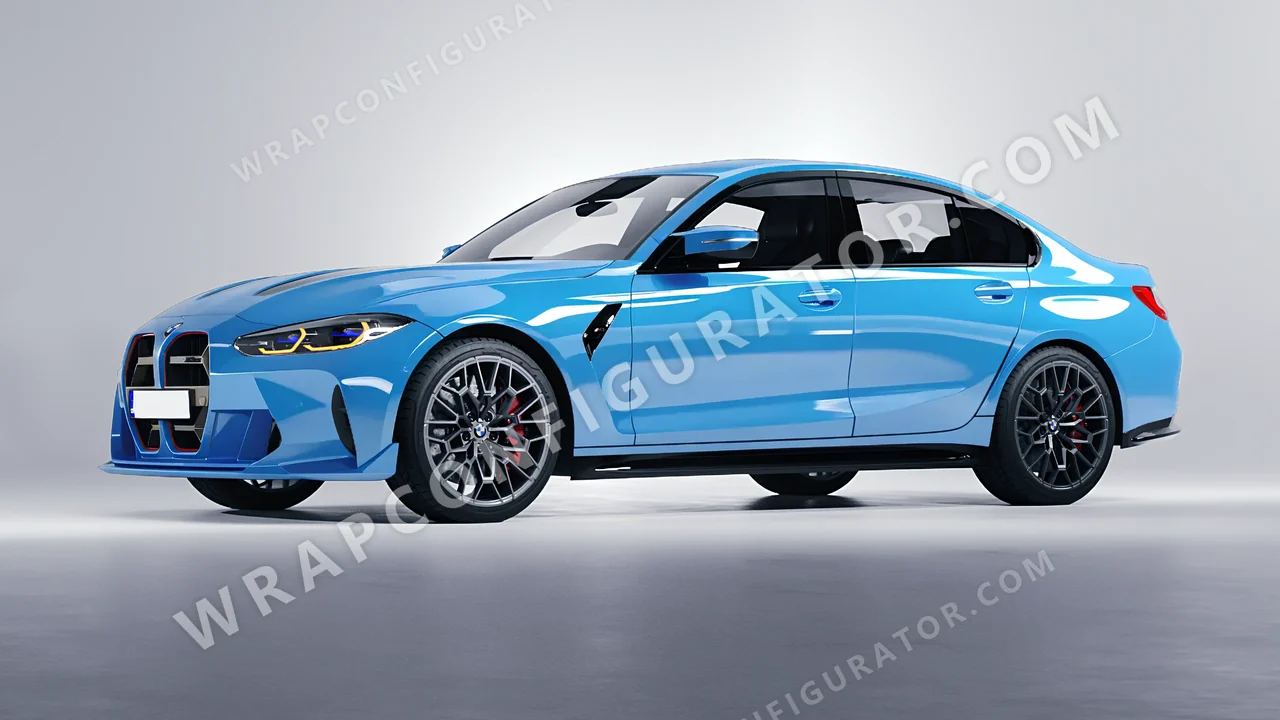 Blue BMW M3 CS 2023 wrapped in ORACAL Ice Blue 970RA-056G
