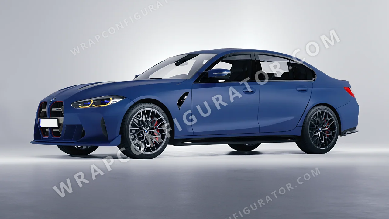 Blue BMW M3 CS 2023 wrapped in ORACAL Indigo Blue 970RA-544M