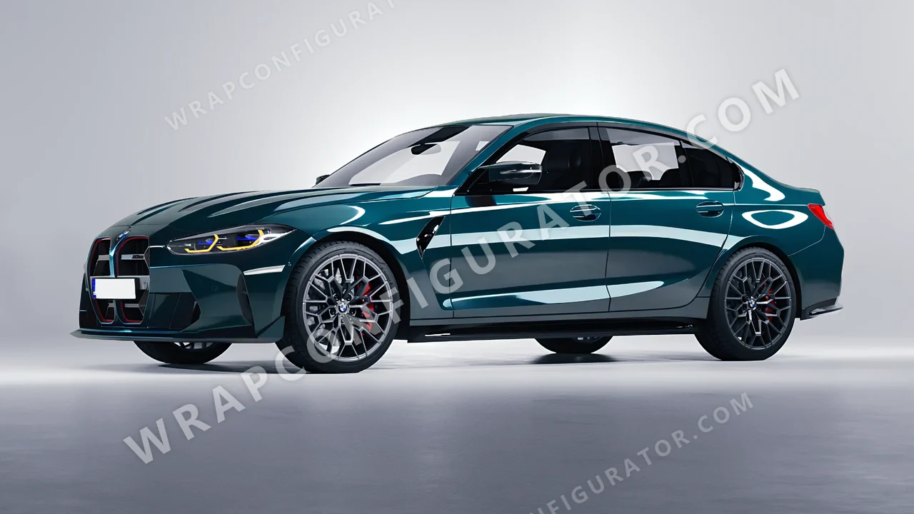 Blue BMW M3 CS 2023 wrapped in ORACAL Juniper 970RA-689G