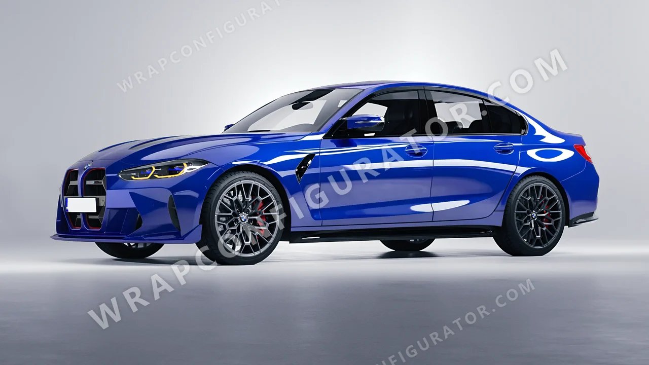 Blue BMW M3 CS 2023 wrapped in ORACAL King Blue 970RA-049G