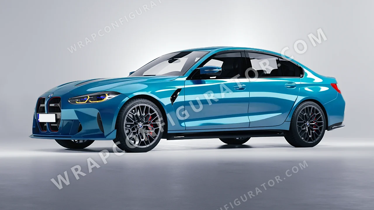 Blue BMW M3 CS 2023 wrapped in ORACAL Lagoon 970RA-553G
