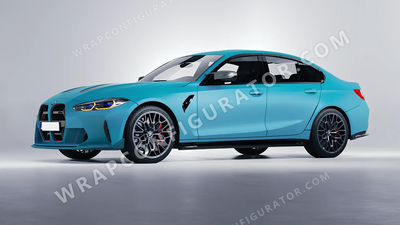Blue BMW M3 CS 2023 wrapped in ORACAL Lagoon 970RA-553M