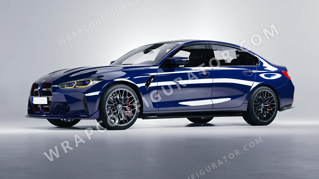 Blue BMW M3 CS 2023 wrapped in ORACAL Light Navy 970RA-564G