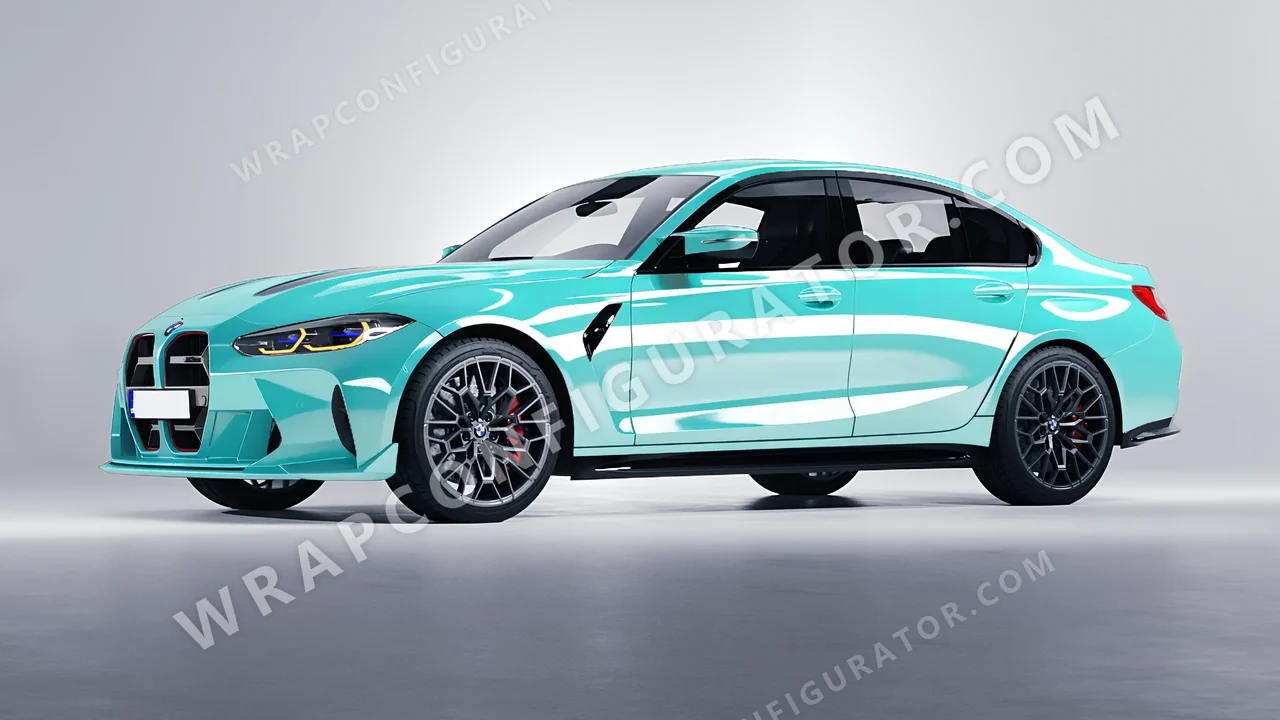 Blue BMW M3 CS 2023 wrapped in ORACAL Mint 970RA-055G