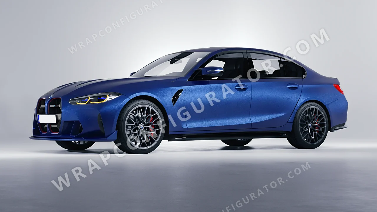 Blue BMW M3 CS 2023 wrapped in ORACAL Night Blue 970RA-196M