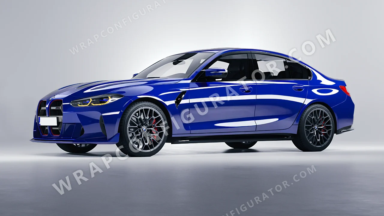 Blue BMW M3 CS 2023 wrapped in ORACAL Night Blue 970RA-511G