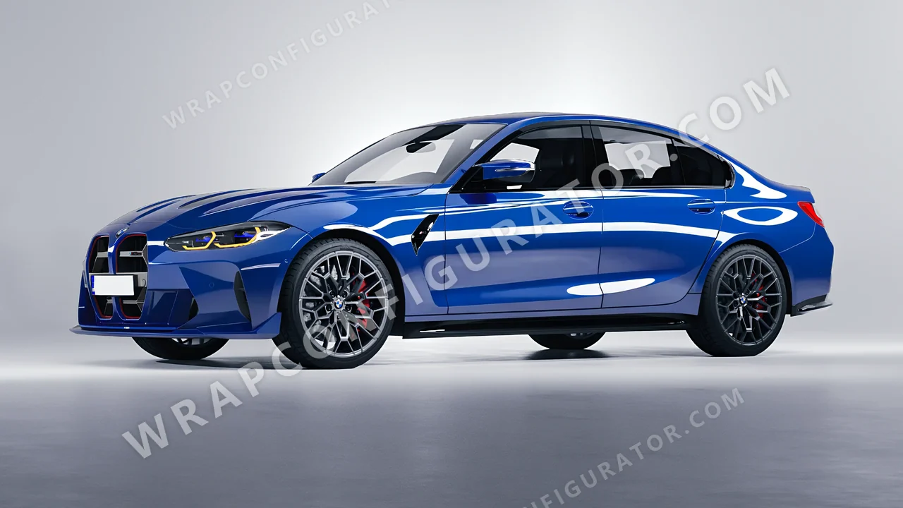 Blue BMW M3 CS 2023 wrapped in ORACAL Police Blue 970RA-572G