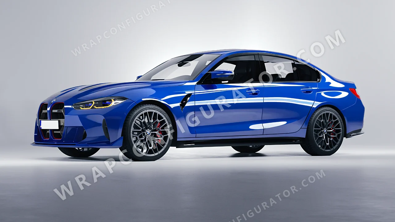 Blue BMW M3 CS 2023 wrapped in ORACAL Traffic Blue 970RA-057G