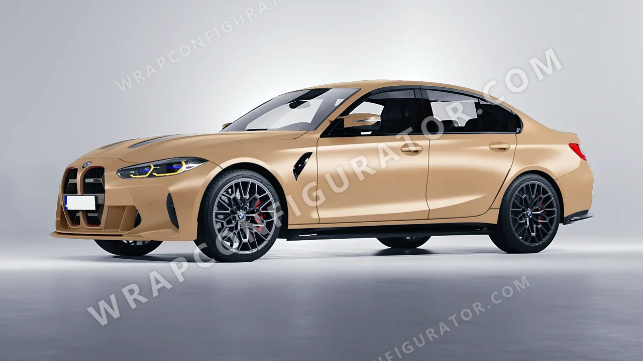 Brown BMW M3 CS 2023 wrapped in 3M Sandstone S49