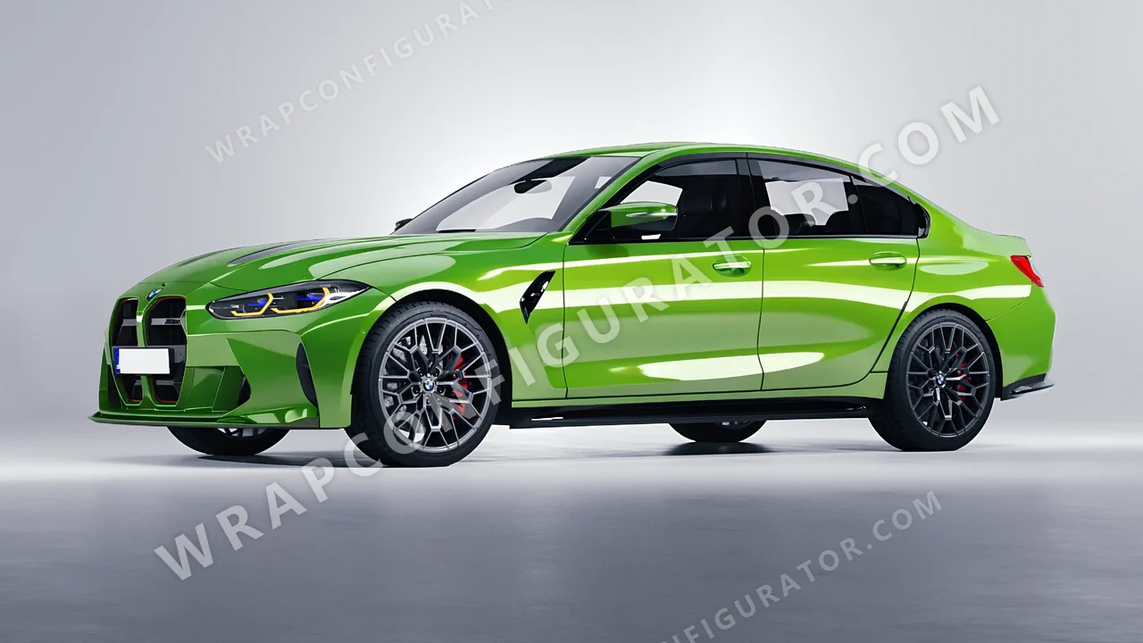 Green BMW M3 CS 2023 wrapped in 3M Gloss Light Green G16