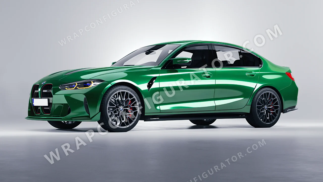 Green BMW M3 CS 2023 wrapped in 3M Green Envy HG336