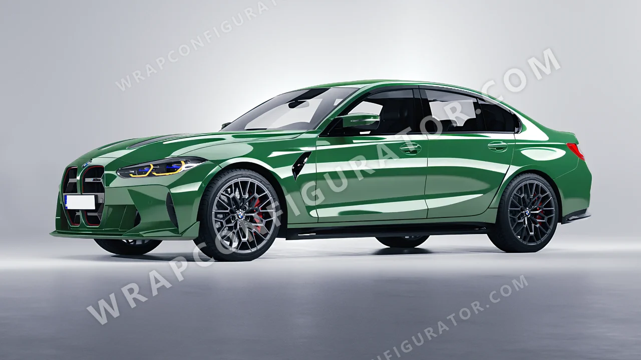 Green BMW M3 CS 2023 wrapped in 3M Mantis Green HG36