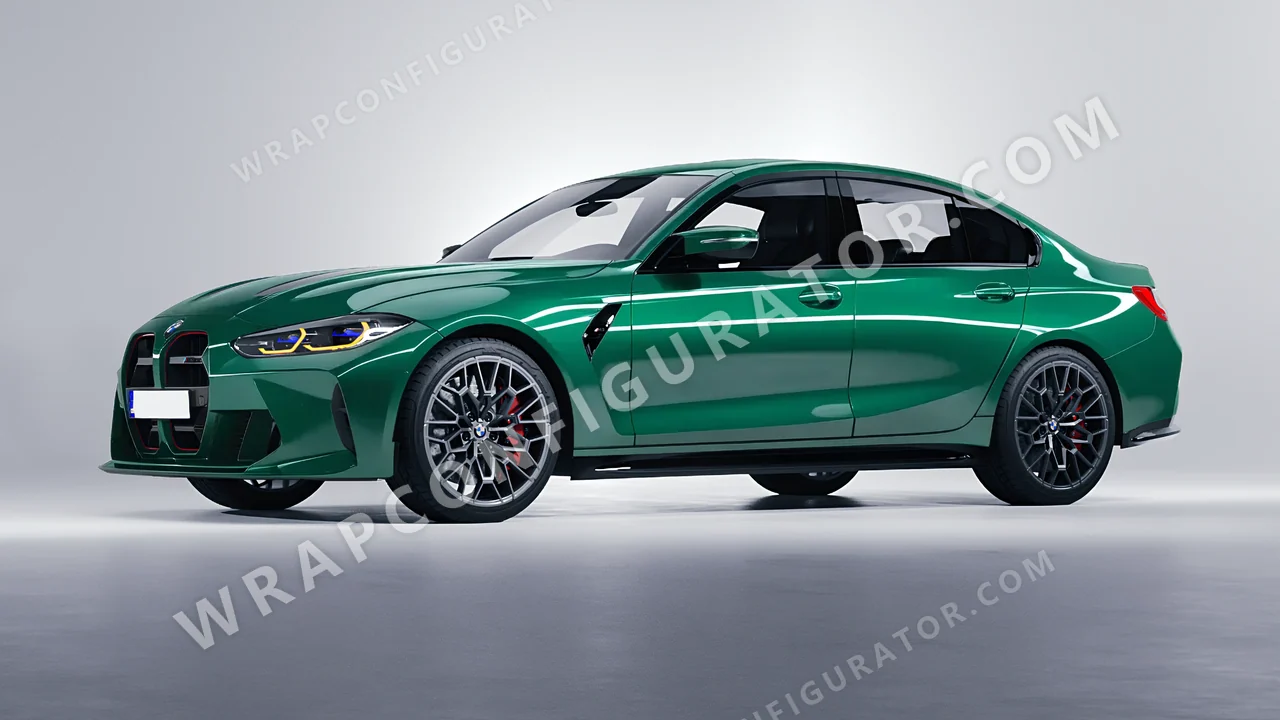 Green BMW M3 CS 2023 wrapped in Avery Dennison Emerald Green SW900-771-O
