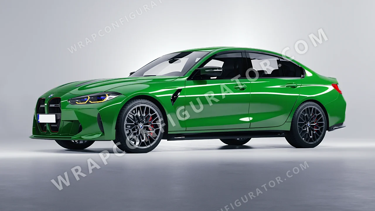 Green BMW M3 CS 2023 wrapped in Avery Dennison Grass Green SW900-758-O