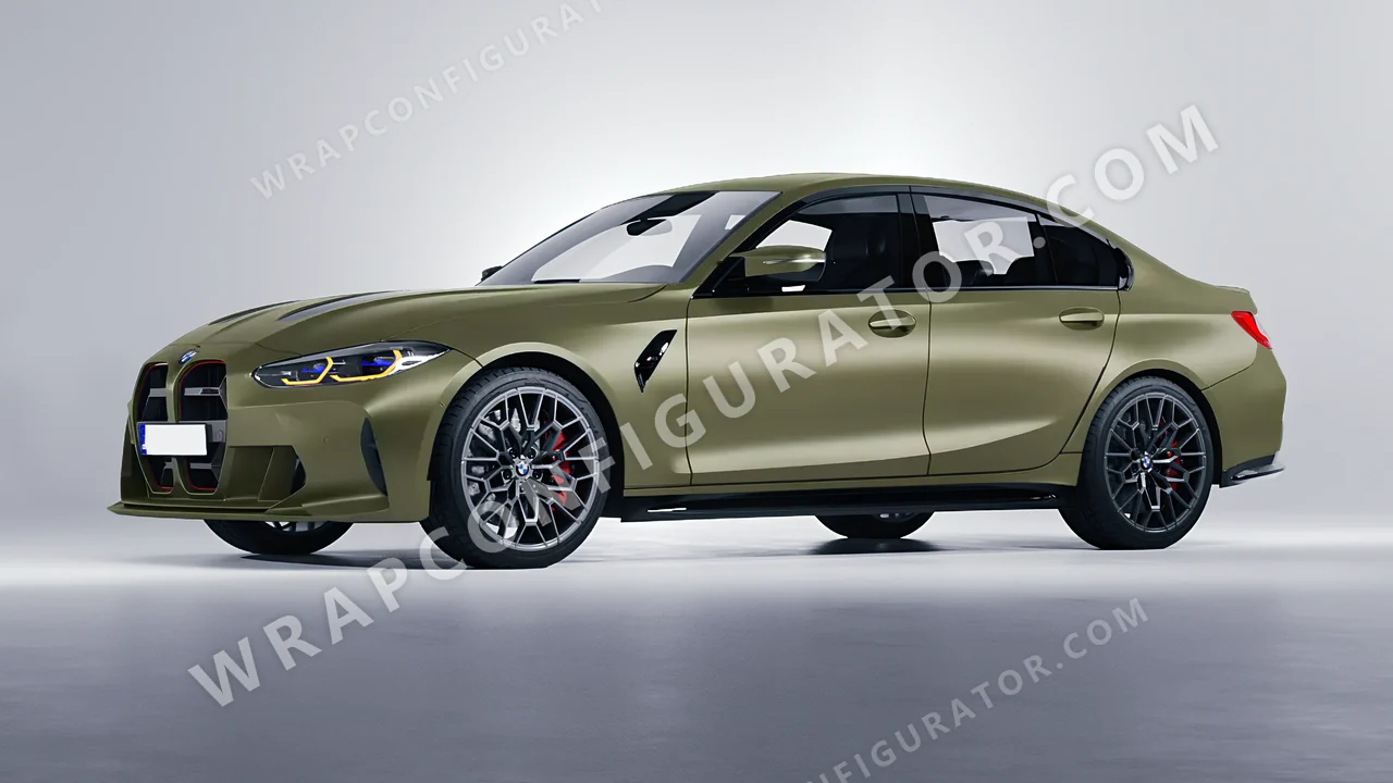 Green BMW M3 CS 2023 wrapped in Avery Dennison Khaki Green SW900-712-O
