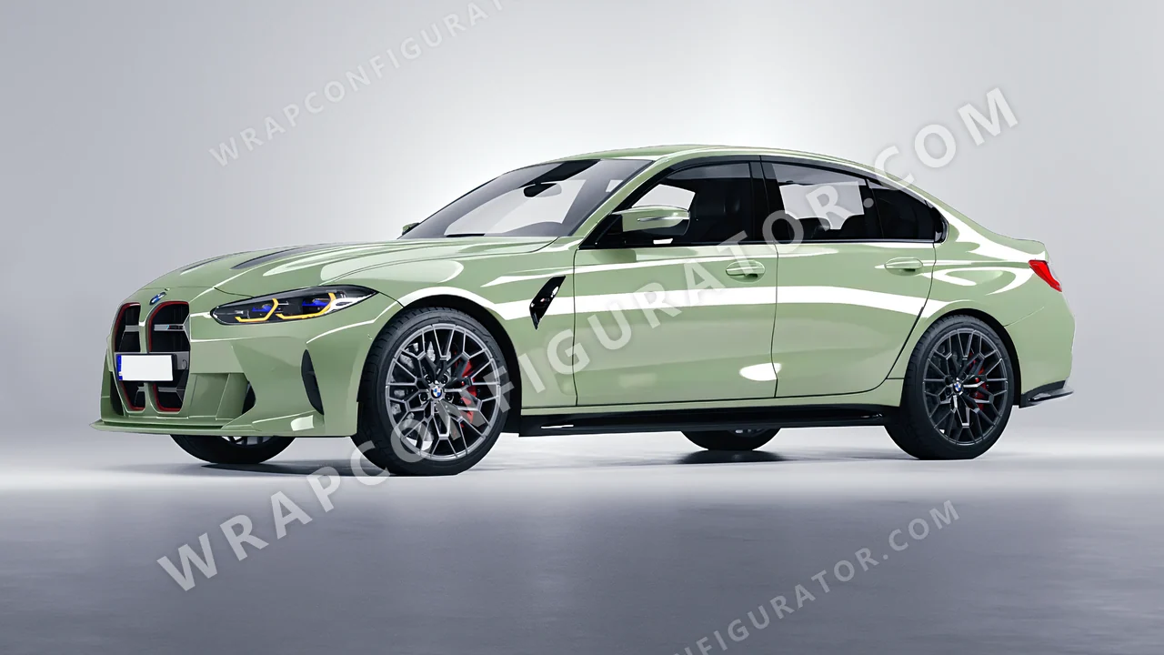 Green BMW M3 CS 2023 wrapped in Avery Dennison Light Pistachio SW900-728-O