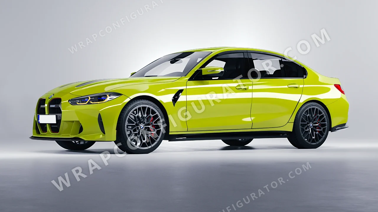 Green BMW M3 CS 2023 wrapped in Avery Dennison Lime Green SW900-731-O